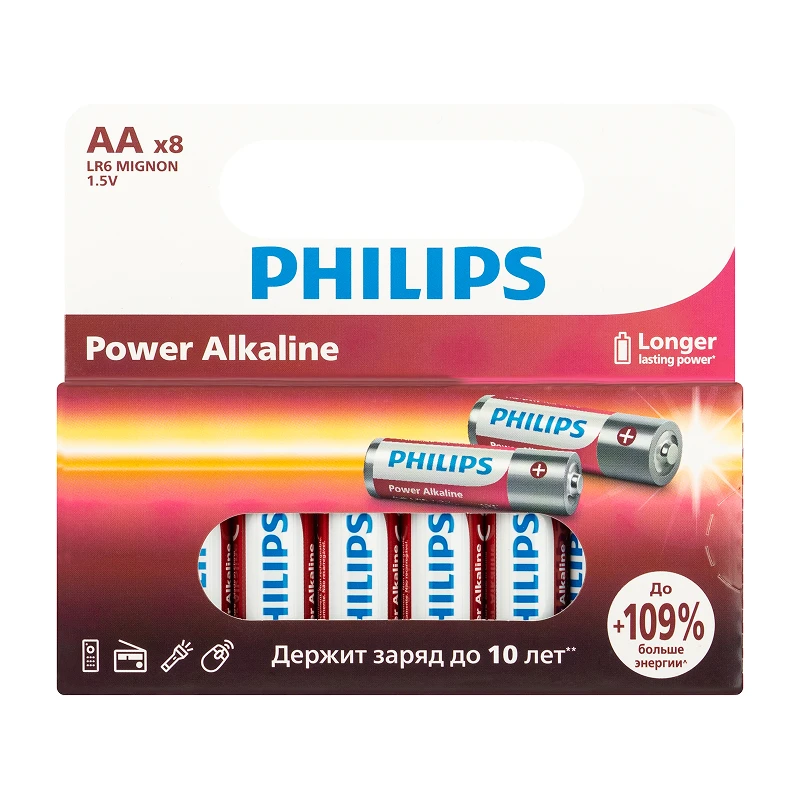 Батарейки Philips AA LR6-4BL 1,5v Power 8шт